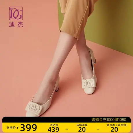 真皮浅口单鞋女粗跟新款春夏妈妈高跟鞋软羊皮通勤工作皮鞋商品大图