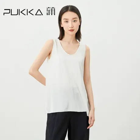 蒲PUKKA 真丝背心女年春夏纯白色通勤内搭精致百搭吊带商品大图