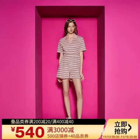 Juicy Couture橘滋23新款凹凸肌理条纹logo绣花休闲短裤商品大图