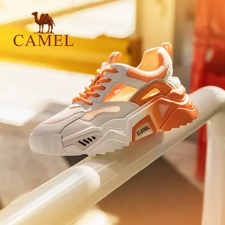 Camel骆驼女鞋夏季新款透气网面运动鞋女网红ins厚底防滑老爹鞋女图片