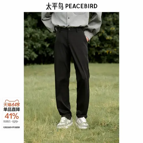 【商场同款】太平鸟男装 24秋季新款刺绣四面弹休闲裤B1GBE3233商品大图