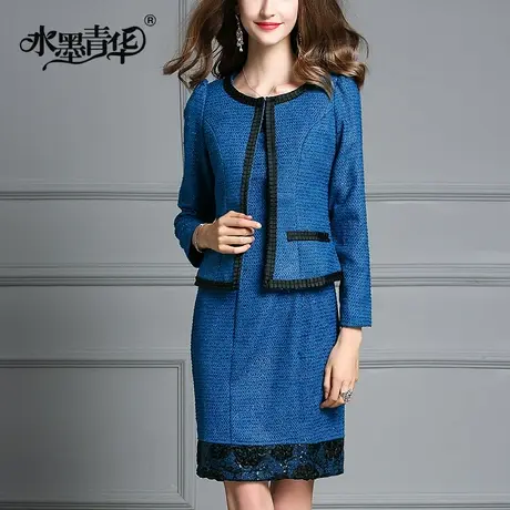 【1件7.9折】冬新款气质时尚优雅修身百搭租格呢外套图片