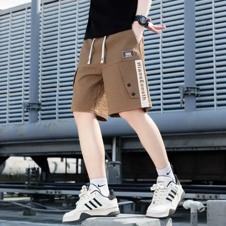 冰丝短裤男夏季薄款速干透气休闲五分裤子男宽松青少年运动沙滩裤商品大图