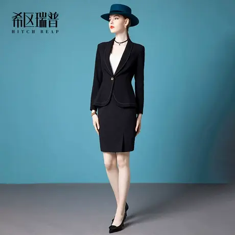 希区瑞普高端法式复古气OL裤装外套女春季质短款套装职业西装修身图片