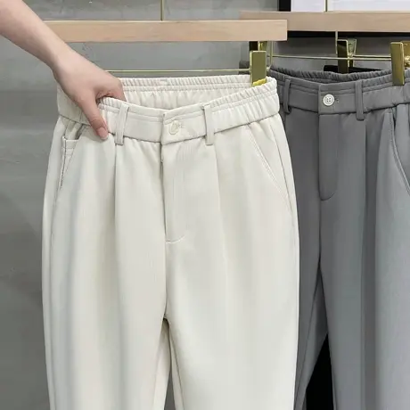 男士休闲西裤高级感商务正装长裤直筒修身秋季男裤子春秋款九分裤商品大图