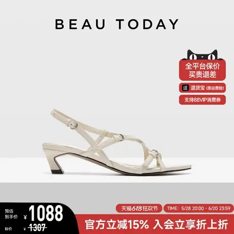 【商场同款】BeauToday低跟时装凉鞋女2025新款夏季外穿真皮凉鞋图片