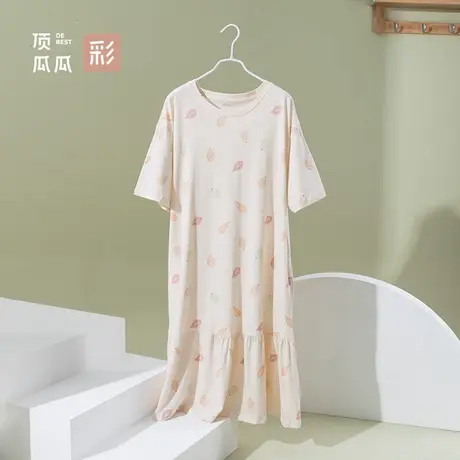 顶瓜瓜春夏季新款女士纯棉睡裙可爱印花长裙休闲家居服甜美公主风商品大图