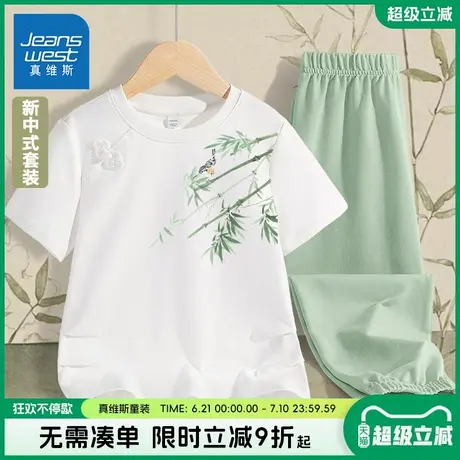 真维斯童装女童短袖t恤儿童夏款新中式国风上衣女孩夏季凉感半袖图片