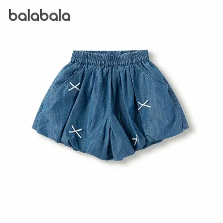 巴拉巴拉女童牛仔短裤儿童裤子夏2024新款甜美花苞裤图片