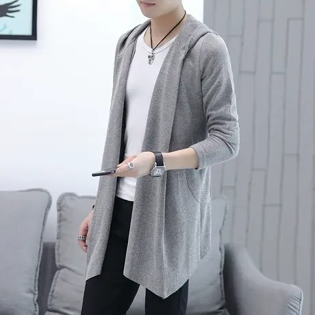 外套男春秋季韩版潮流修身男装夹克休闲百搭上衣服男士中长款披风商品大图