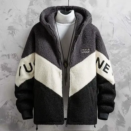 加绒加厚青少年外套颗粒绒棉服男帅气冬季棉衣羊羔绒冬装学生棉袄商品大图