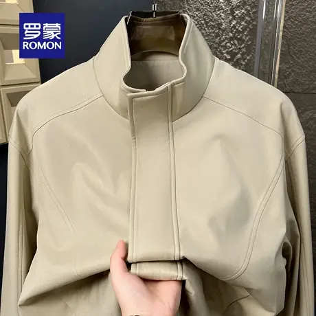 罗蒙男士纯色立领夹克2025秋季新款简约大气外套日常百搭休闲上衣图片