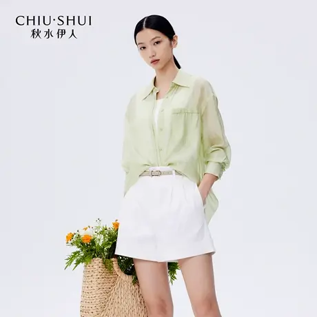秋水伊人简约时尚衬衫2025年夏季商场同款女气质通勤翻领设计上衣图片