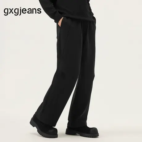 gxg.jeans男装 黑色分割设计休闲宽松卫裤休闲长裤男 25年秋新品图片