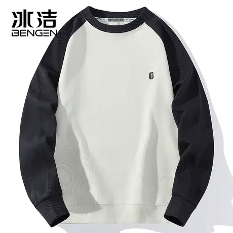 冰洁圆领卫衣2023秋季新款男女中性时尚校园拼接撞色长袖上衣WEZ商品大图