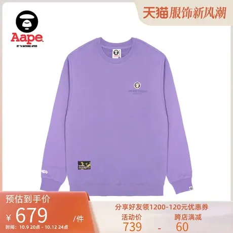 Aape旗舰店男装秋冬猿颜迷彩徽章字母印花休闲圆领卫衣A304XXL图片
