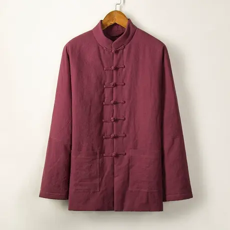 唐装棉服男中国风棉麻中式棉袄男士盘扣茶服冬季新款棉衣外套禅服图片