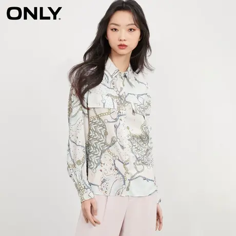 【买5免1】ONLY奥莱夏季新款潮流百搭印花显瘦长袖宽松衬衫女商品大图