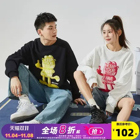 唐狮2022春季新款情侣卫衣男女圆领宽松加菲猫联名款外套潮酷ins图片