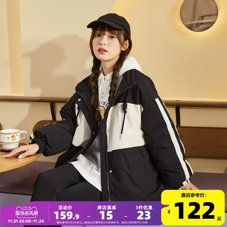 唐狮秋冬季新款棉衣潮ins学生设计感小众保暖外套加厚学院风上衣图片
