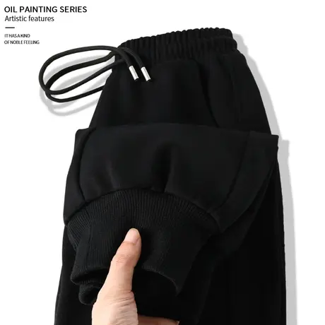 真维斯LIFE黑色休闲裤女2023春秋季宽松潮流时尚运动长裤百搭卫裤商品大图