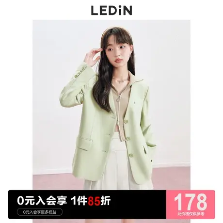 乐町简约无领西装休闲秋季新款炸街纯色小西装女宽松设计感小众图片
