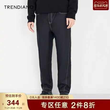 TRENDIANO官方男装秋冬季新款纯棉宽松直筒休闲长裤男款裤子商品大图