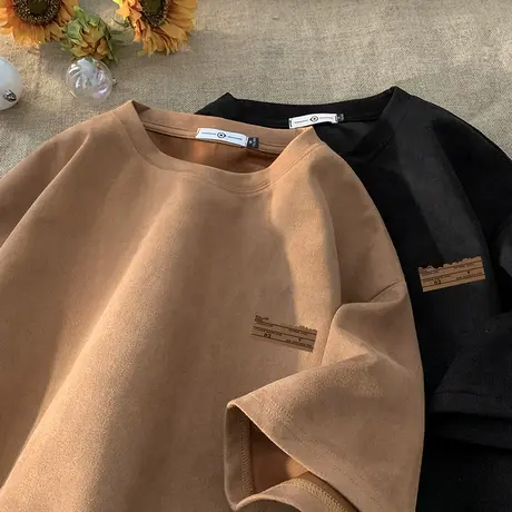 夏季短袖t恤男ins宽松潮牌2025新款简约时尚上衣潮流美式复古体恤商品大图