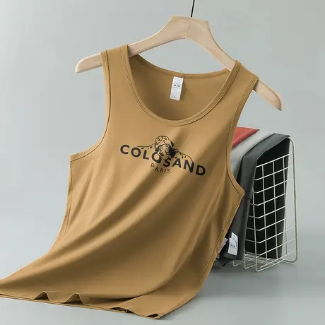 莫代尔冰丝背心男夏季薄款速干凉感运动健身坎肩跨栏无袖t恤吊带商品大图