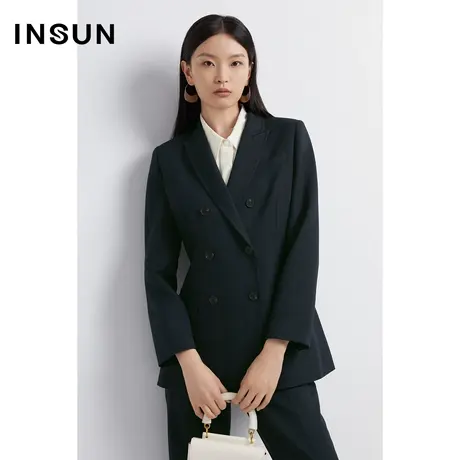 INSUN恩裳奥莱秋季抗皱易打理双排扣西装外套图片