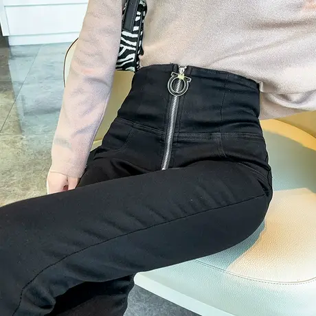 黑色铅笔打底裤女外穿2023年春秋新款高腰弹力修身显瘦小脚魔术裤图片