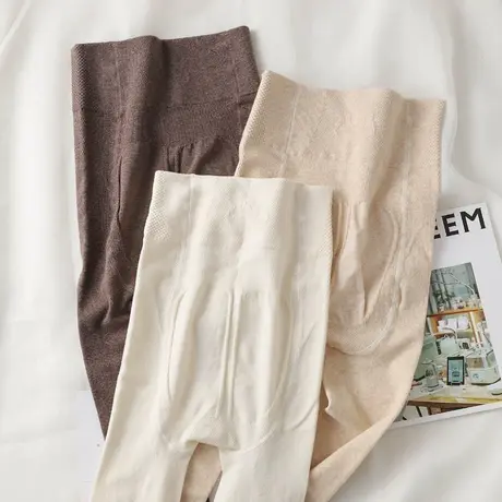 日系条纹高腰收腹连裤袜女连脚棉打底裤袜春秋薄款外穿加薄绒踩脚图片