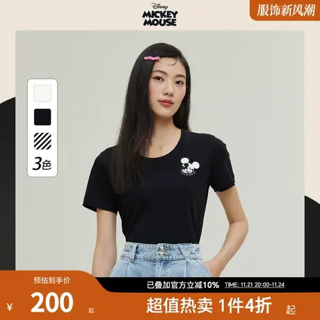 【迪士尼米奇系列】【商场同款】PRICH2023夏新款U领短袖T恤女商品大图