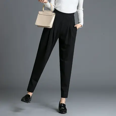 哈伦裤女加绒加厚秋冬加大码宽松显瘦小脚裤九分裤萝卜裤休闲长裤商品大图