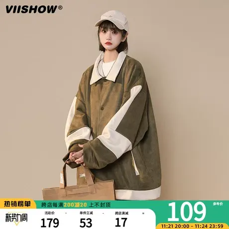 VIISHOW麂皮绒外套男春秋季潮流美式复古工装夹克潮牌休闲男衣服商品大图