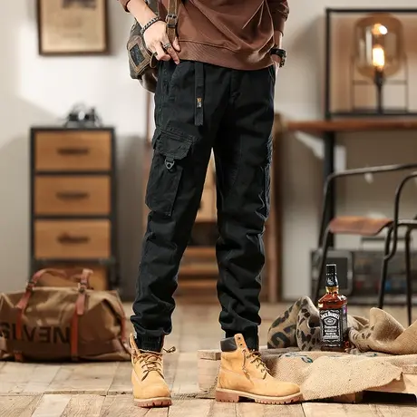 裤子男款春秋冬束脚工装裤男士休闲裤多袋大码长裤时尚潮流男装商品大图