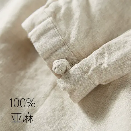 亚麻衬衫男中国风宽松长袖唐装休闲男士棉麻立领盘扣男装白衬衣图片