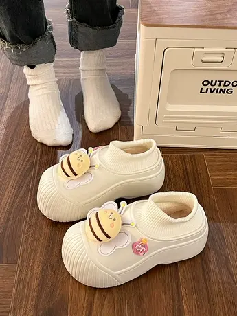 学生百搭加绒保暖厚底雪地靴女2023秋冬季新款小蜜蜂包跟毛毛棉鞋商品大图