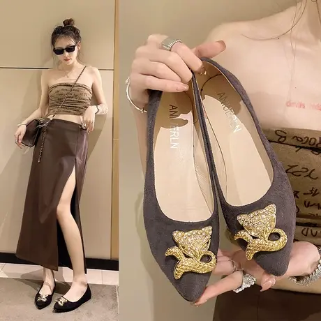 平底单鞋女尖头2023年新款夏季浅口时尚仙女风温柔百搭软底豆豆鞋商品大图