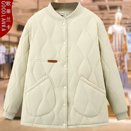 加大码中年妈妈秋冬立领小棉衣女200斤宽松时尚加绒保暖棉服外套商品大图