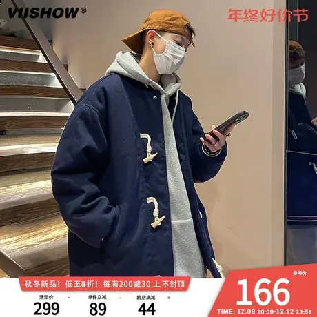 VIISHOW藏青色棒球服男oversize美式加厚休闲百搭棉服冬保暖外套商品大图
