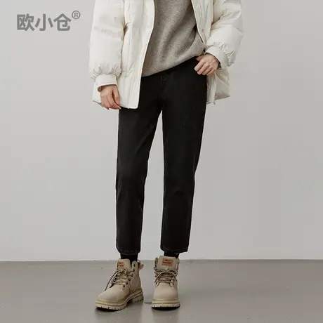 【直播专享】秋冬加厚牛仔裤梨型友好黑色烟管裤修而不包九分裤图片