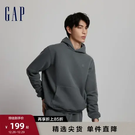 【断码优惠】Gap男女装秋冬LOGO碳素软磨抓绒卫衣情侣装807077图片