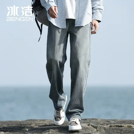 冰洁牛仔裤男款复古2024春夏新款潮牌高街松紧腰宽松大码休闲长裤商品大图