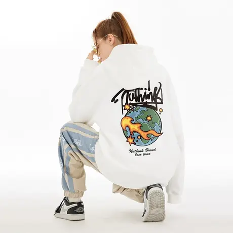 Nuthink宽松潮流地球卫衣冬季潮牌男潮美式 连帽大码外套帽衫男款商品大图