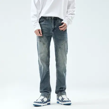 美式工装牛仔裤男2024新款宽松直筒春秋季潮牌潮流高街男士裤子商品大图