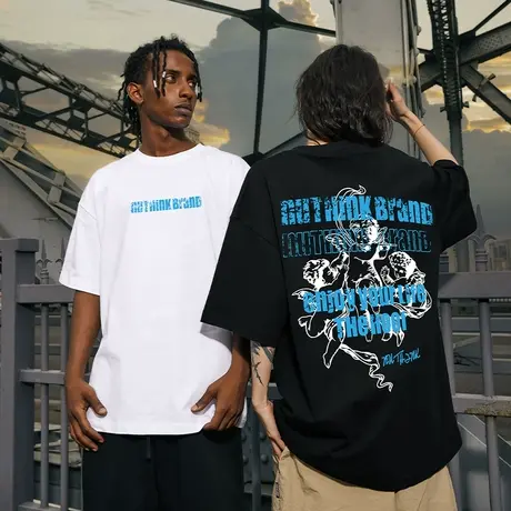 Nuthink美式复古潮牌丘比特短袖T恤男夏季宽松小众半袖情侣装夏装商品大图