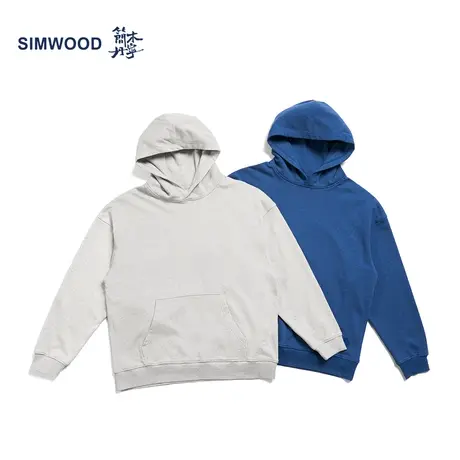 Simwood简木丹宁【宽松版型】新款特殊花纱棉质刺绣连帽纯色卫衣商品大图