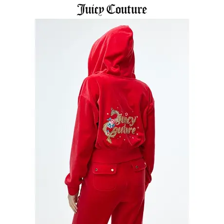 Juicy Couture橘滋外套女2024年春季时尚红色国风休闲天鹅绒夹克图片