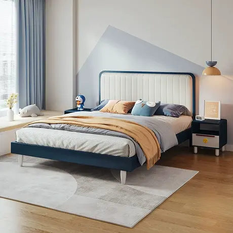 【门店】全友家居儿童床单人现代简约青少年床板式软包床DG10007图片